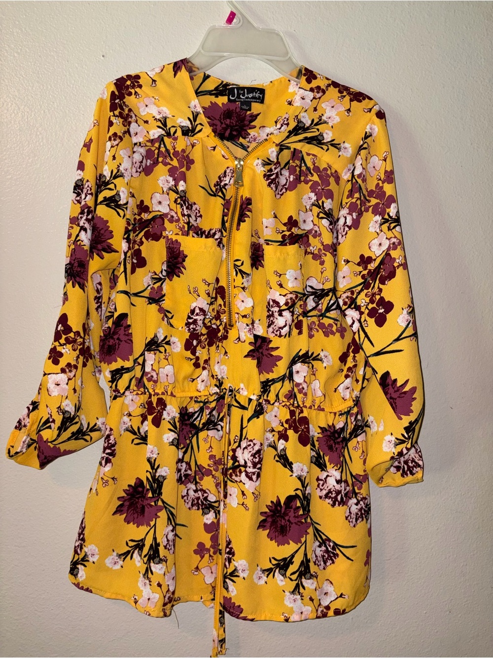 Justify Yellow Floral Zip-Front Tunic